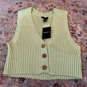 Forever 21 Neon Green Ribbed Knit Vest Top